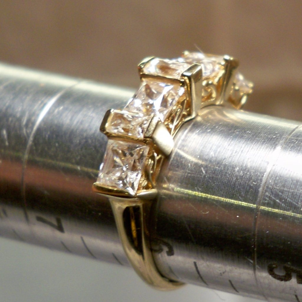 New 14k Gold, Princess Cut *Cubic Zirconias Designer Ring